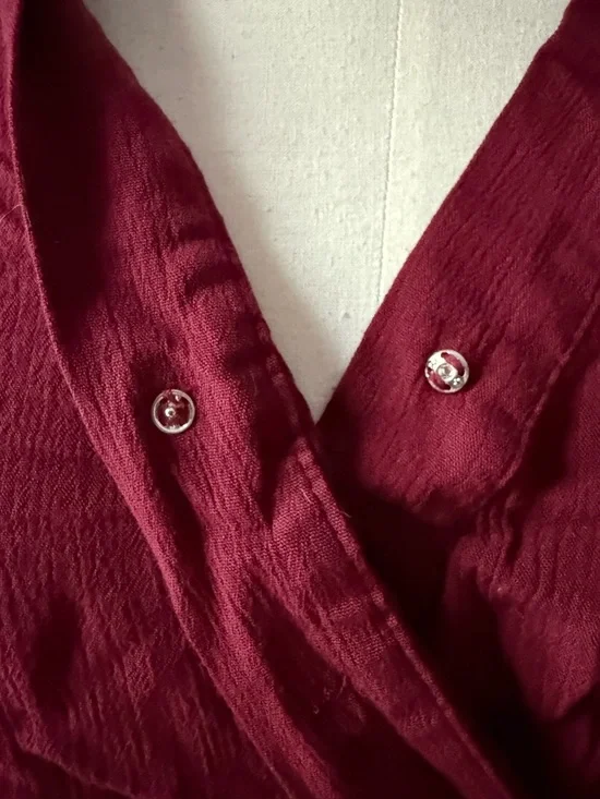 Gypsies & Moondust Wine Red Wrap Button Blouse - Picture 4 of 10